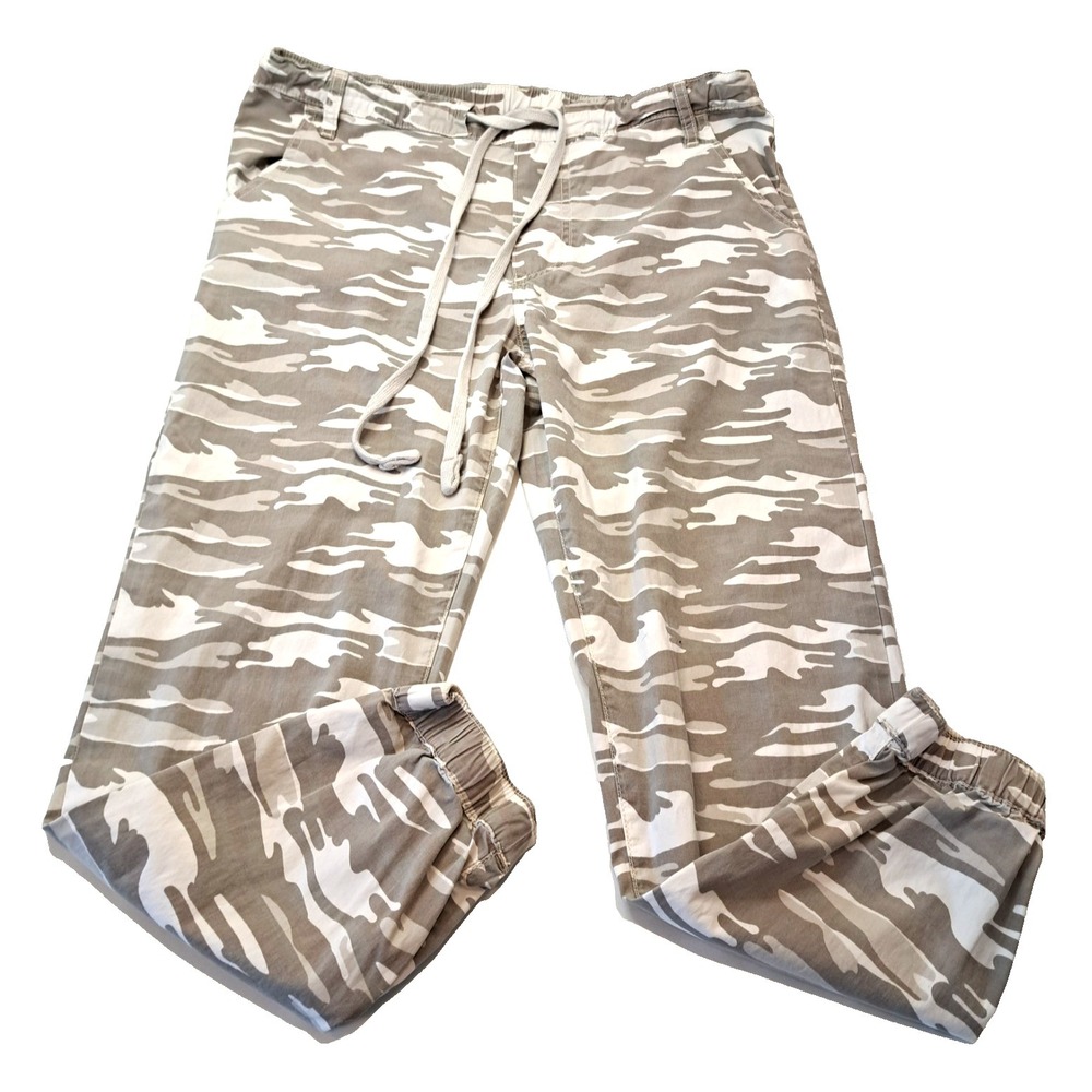 True Religion Women's Gray White Camouflage Jogger Pants Size L 32x26 Loungewear
